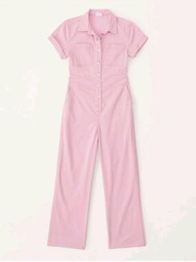 Abercrombie Kids Pink Utility Short Sleeve Denim Jumpsuit 15/16 Workwear Artsy